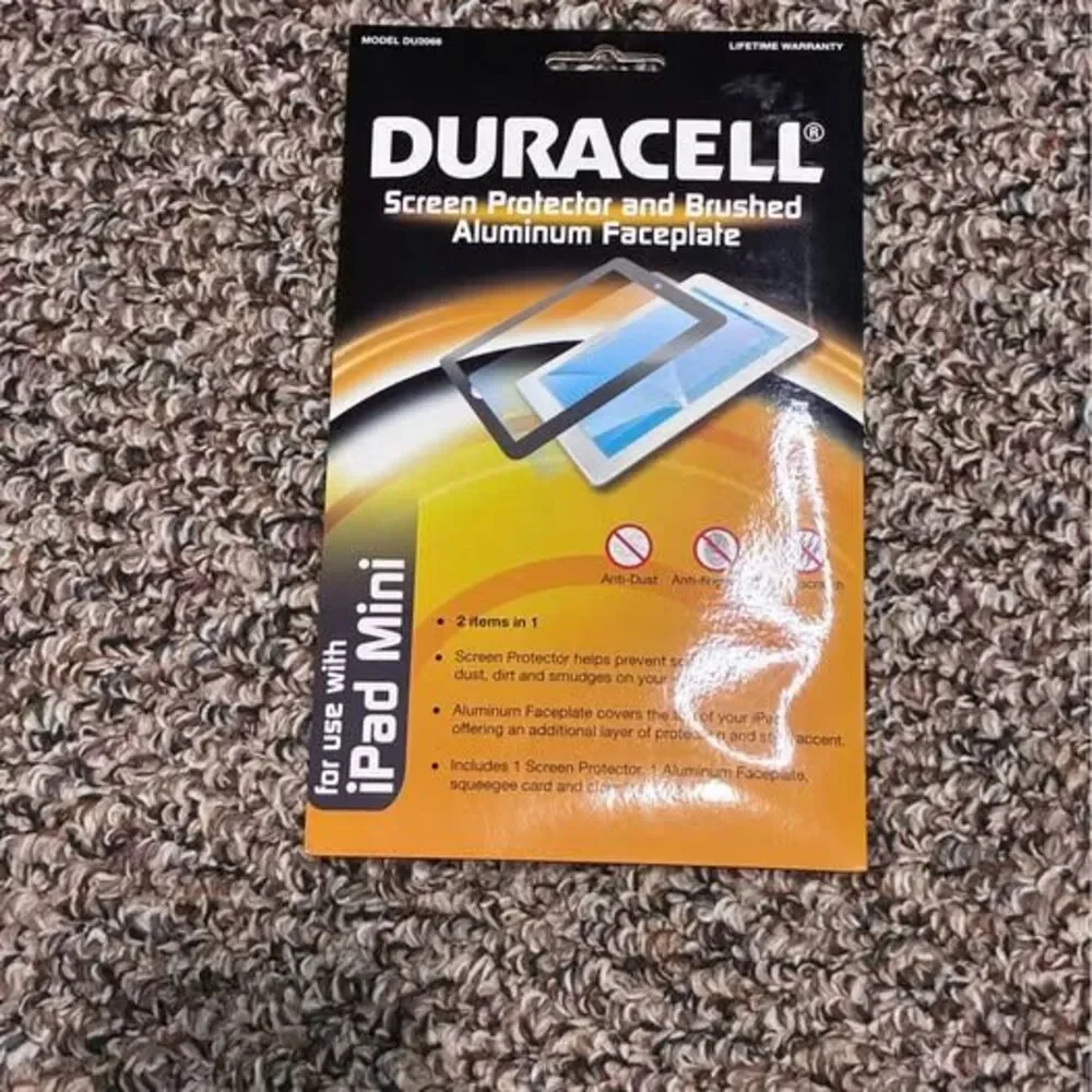 Duracell Screen Protector and Brushed Aluminum Faceplate for iPad Mini